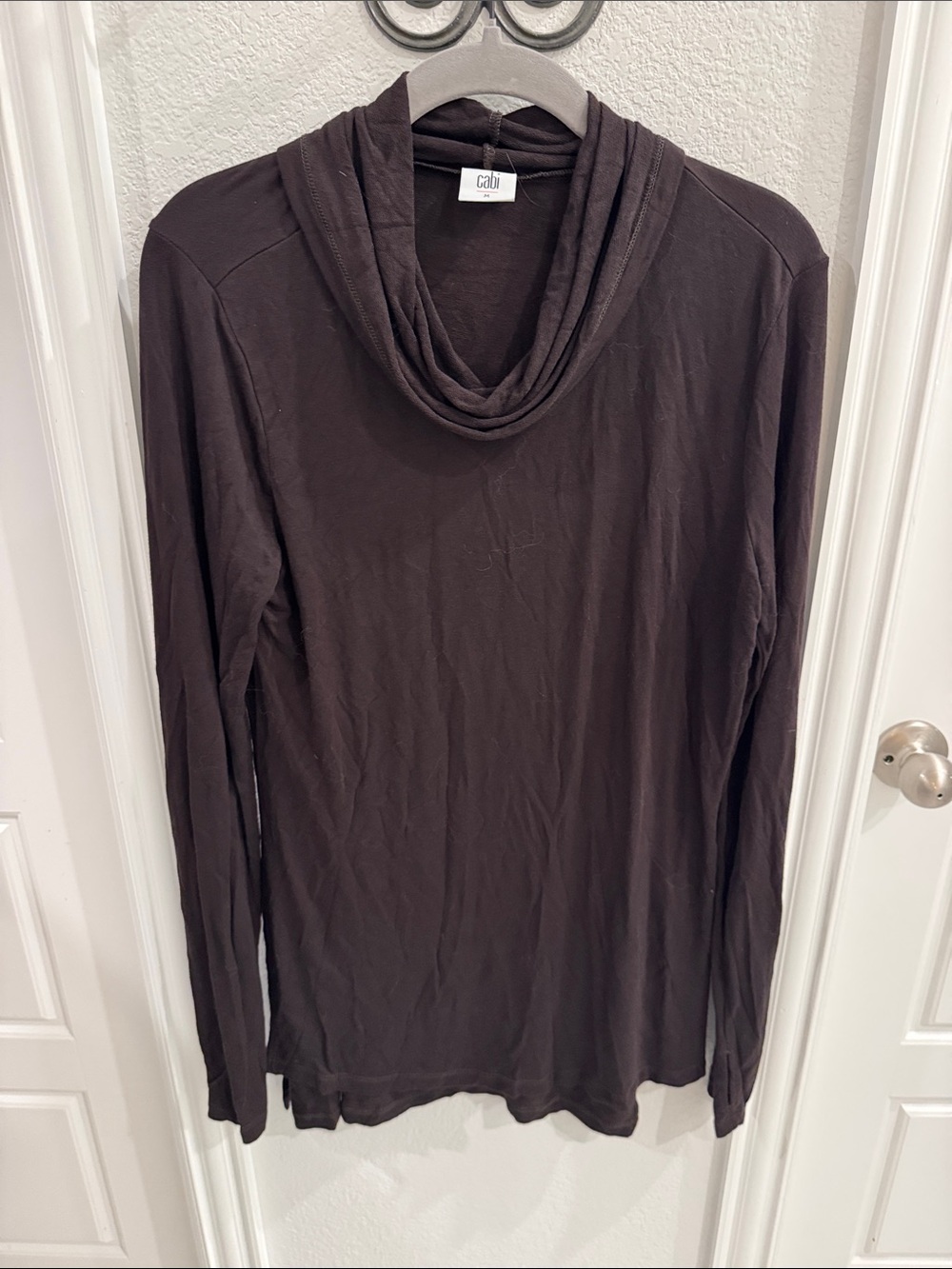 CAbi STYLE 3811 Dark Brown Cowl Neck Long Sleeve Sweater